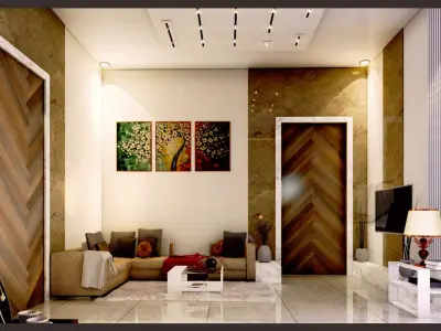 Luxury master bedroom interior scene 3D model