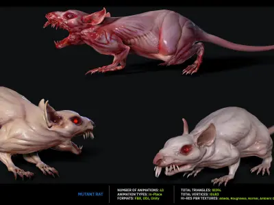 Mutant Rat Low-poly 3D model