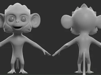 Monkey Cartoon II Low-poly 3D model