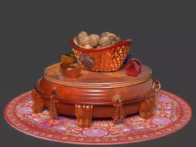 Chinese gold ingot bowel walnuts  3D model