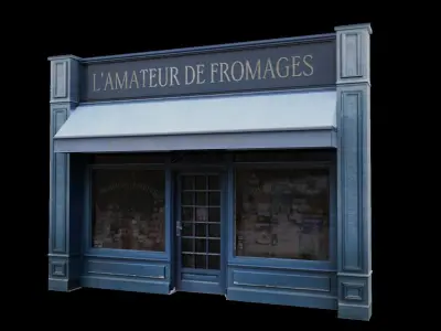 Paris Old Shop Facade-1 Low-poly 3D model