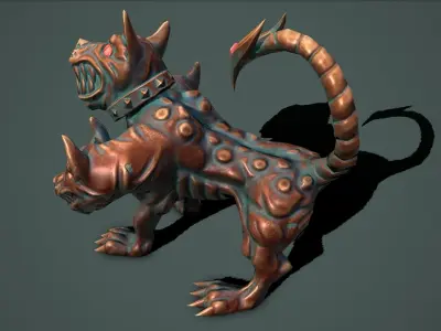Statue cerberus Low-poly 3D model