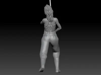 FISHERGIRL 2 woman holding pole 3D print model