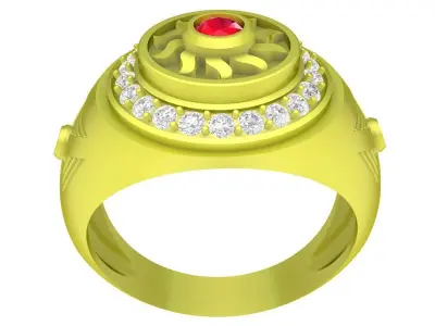 Luxury Halo Sun Pattern Ring for Men 3D Jewelry Model  4108 3D print model