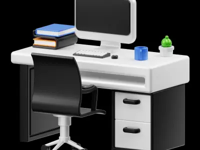 Job Desk 3D Render Illustration Free low-poly 3D model