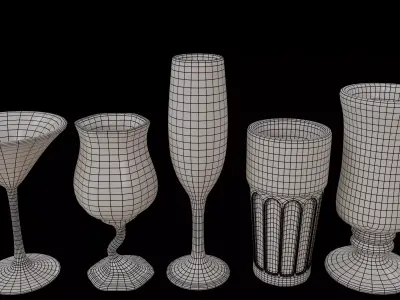 Ornamental Patinated Bronze Glasses Free 3D model