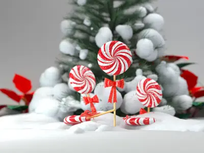 Christmas Candy Turbine Lollipop 3D Model 3D model