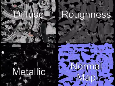 Futuristic Engine Model Pack Low-poly 3D model