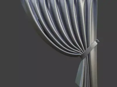 Luxury Silk Curtain with Tieback 3D model