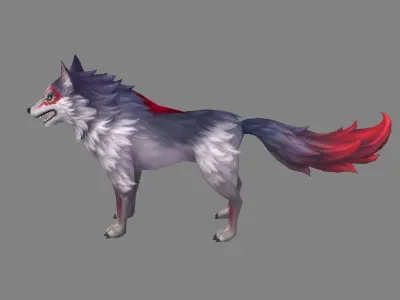 Cartoon big bad wolf Low-poly 3D model