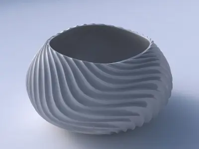 Bowl squeezed twisted with wavy extruded lines 2 3D print model
