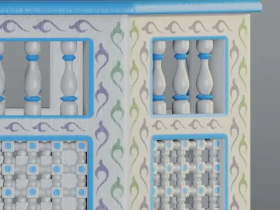 Moroccan octagonal side table 01 3D model