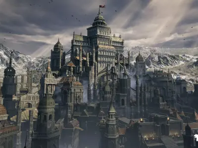 Black Fantasy Castle Environment Low-poly 3D model