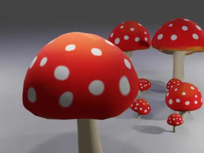 mashroom group of mushrooms Free low-poly 3D model