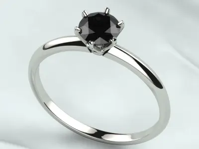 5mm Gemstone Tiffanys Style Gold Ring 3D print model