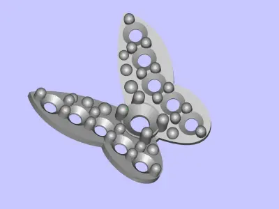 Butterfly pendant and earrings 3D print model