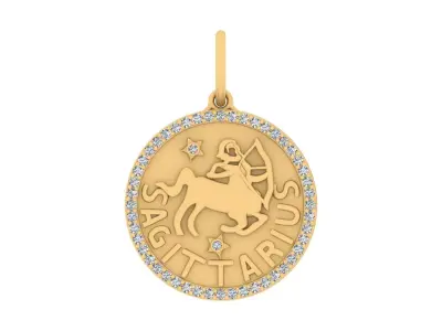 Sagittarius Zodiac Medallion Pendant  3D print model