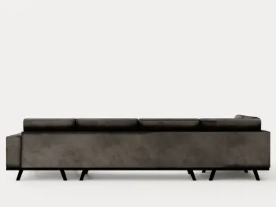 Copenhagen U Sofa Left Velvet Gray Low-poly 3D model