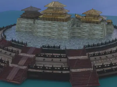 Chinese palace house  Low-poly 3D model