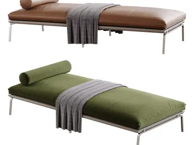 Upholstered Leather Day Bed 3D model
