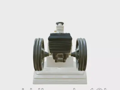 Vintage Steam Engine Mechanical Model Low-poly 3D model