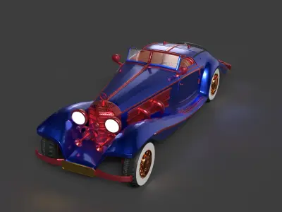 Chinese blue classic car   3D model