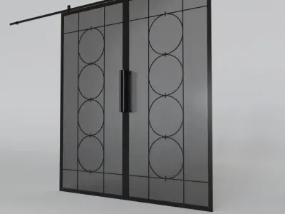 Decorative slide glass doors 3D model
