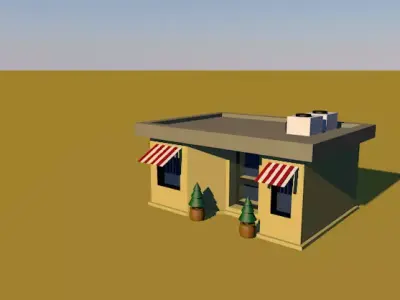 Low Poly style SHOP  Low-poly 3D model