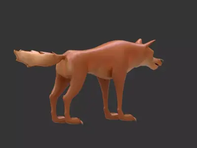 Stylish cartoon wolf 3D model