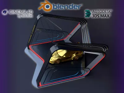 Car Exhibition Stand Design 3d model low-poly Low-poly 3D model