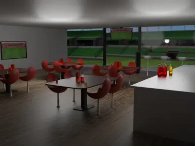 Football Stadium and Interiors Low-poly 3D model order