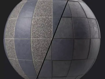 Tile Materials 32- Concrete Tiling By Gravel Sbsar Pbr Seamless Texture