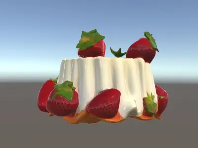 Strawberry Panna Cotta Dessert model pack Low-poly 3D model