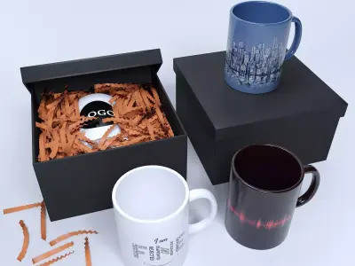 Cup in crepe clipping paper in box 3D model