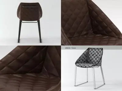 Kekke set of four leather chairs 3D model