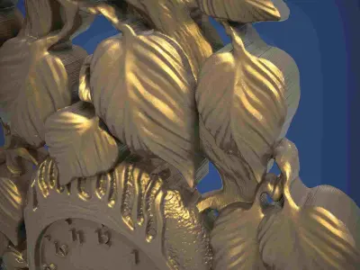 Carved clock for 3D printing and CNC 3D print model 9