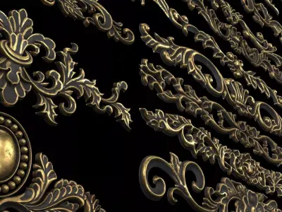 Collection of classical ornaments Low-poly 3D model