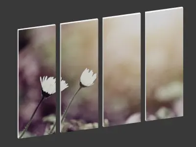 Printed Canvas - Little White Flower Low-poly 3D model