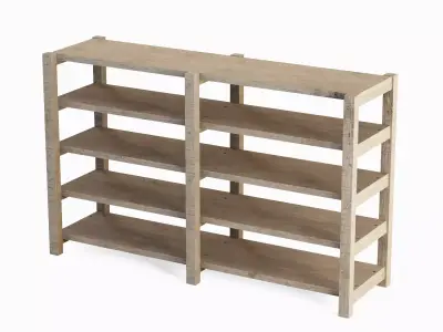 Long Pottery Shelf 02 Low-poly 3D model