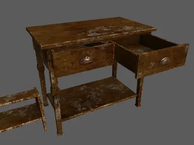 Hallway old furniture pack Free low-poly 3D model
