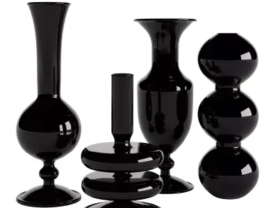 Black Sculptural Glass Vase 3D model