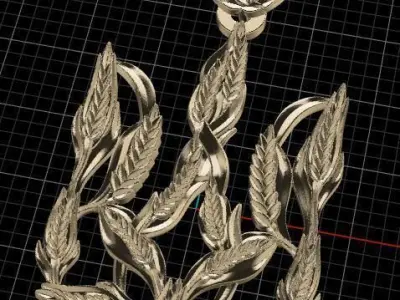 Trident tulip brooch 3D print model