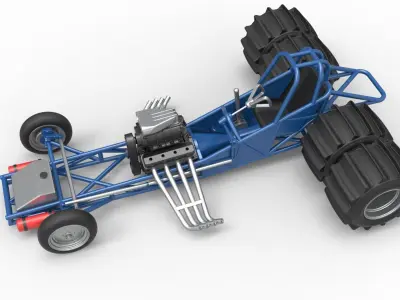 Vintage Funny Car Base for Sand drag racing Scale 1 to 25 3D print model