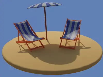 Low Poly Beach Scene Free 3D model