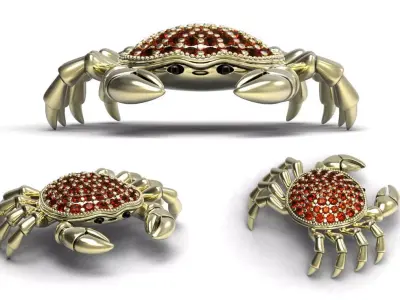 Crab necklace 3d print model Sterling silver sea claw pendant 3D print model