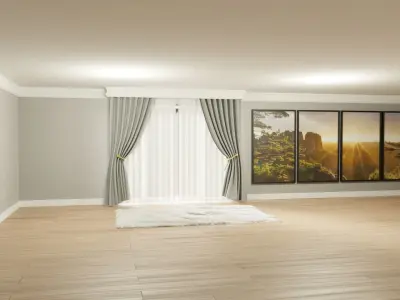 Curtains modern interior - model 2 - 3D model Free 3D model