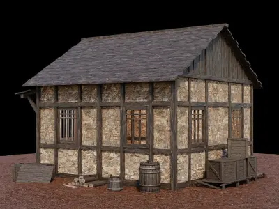 Medieval Village Asset 03 - 4K Textures Game Ready Low-poly 3D model