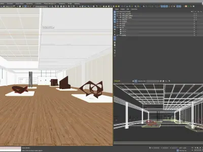 Modern Art Gallery Exhibition Interior Low Poly  Low-poly 3D model