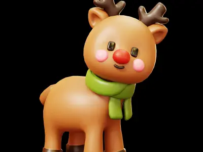 Reindeer  With Scarf Low-poly 3D model