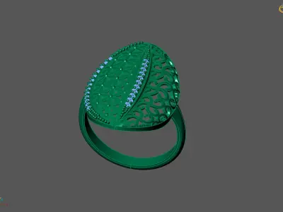 Women Ring With Stone Diamond Ready STL 3DM Models Womens Rings 3D print model 14